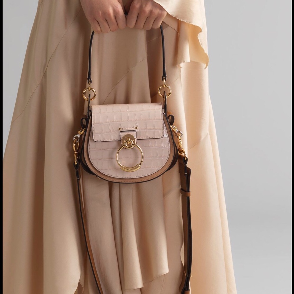 Chloe Small Tess Croc-Embossed Leather Bag - Picture 6 of 6